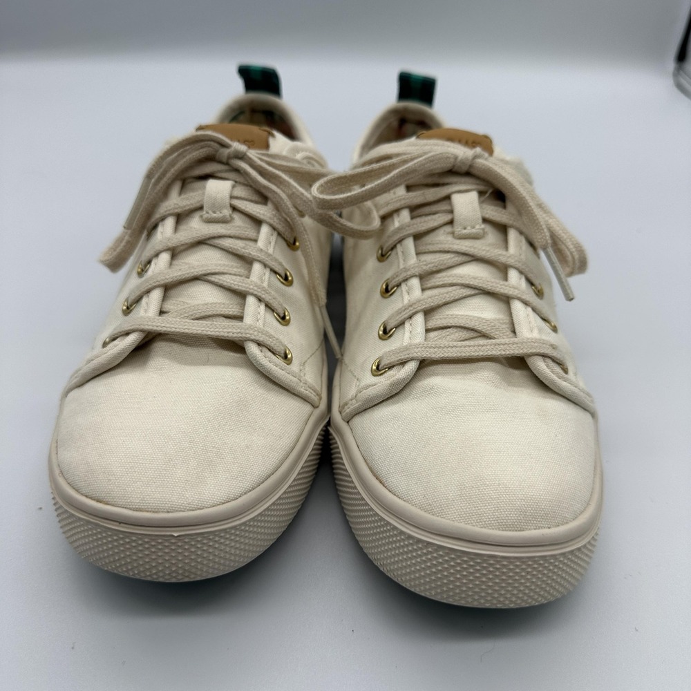 TOMS Shoes Womens Size 6.5 Cream Canvas Lace Up Low Top Sneakers Casual